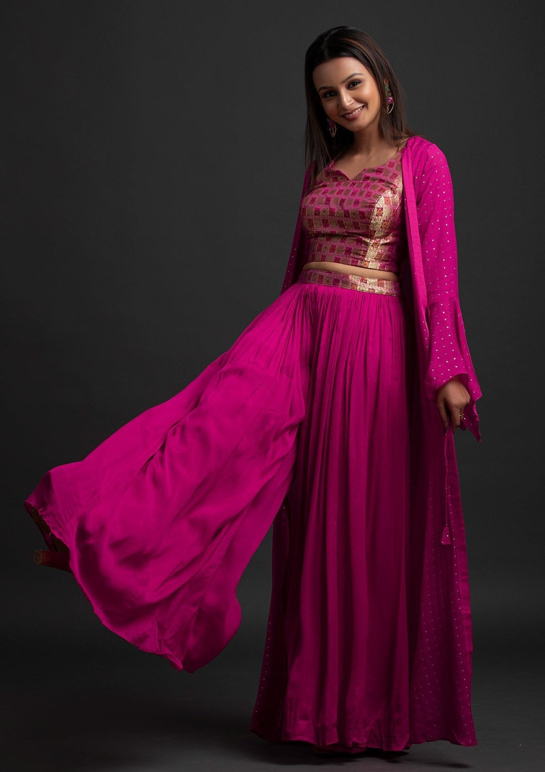 Rani Pink Zariwork Brocade Designer Salwar Suit - koskii