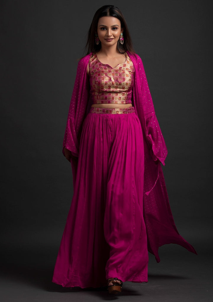 Rani Pink Zariwork Brocade Designer Salwar Suit - koskii