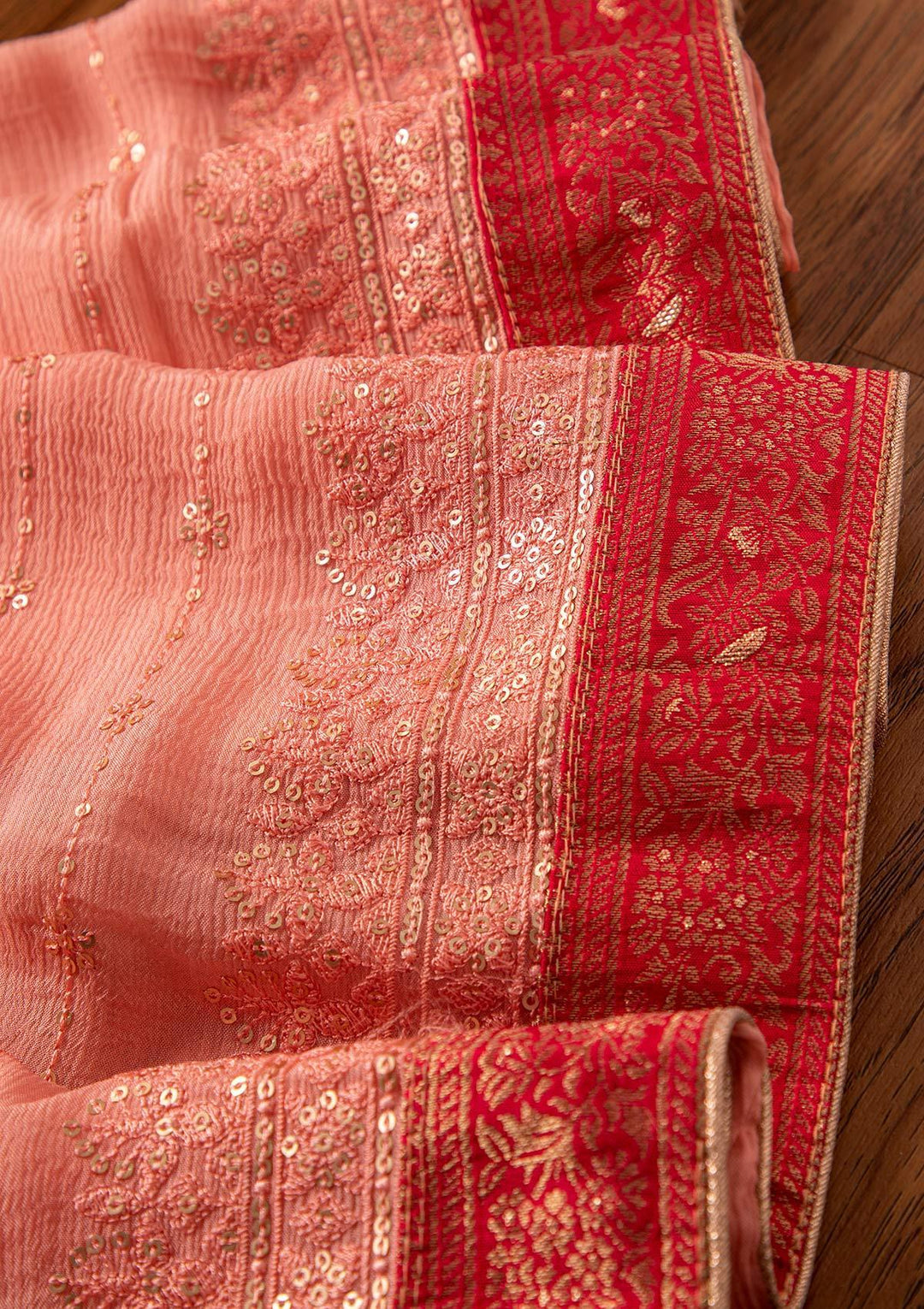 Rani Pink Zariwork Semi Crepe Designer Unstitched Salwar Suit - koskii