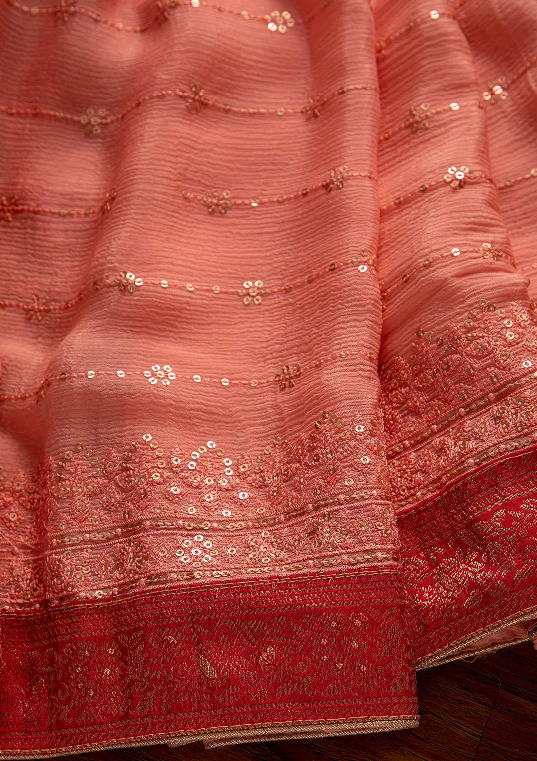 Rani Pink Zariwork Semi Crepe Designer Unstitched Salwar Suit - koskii