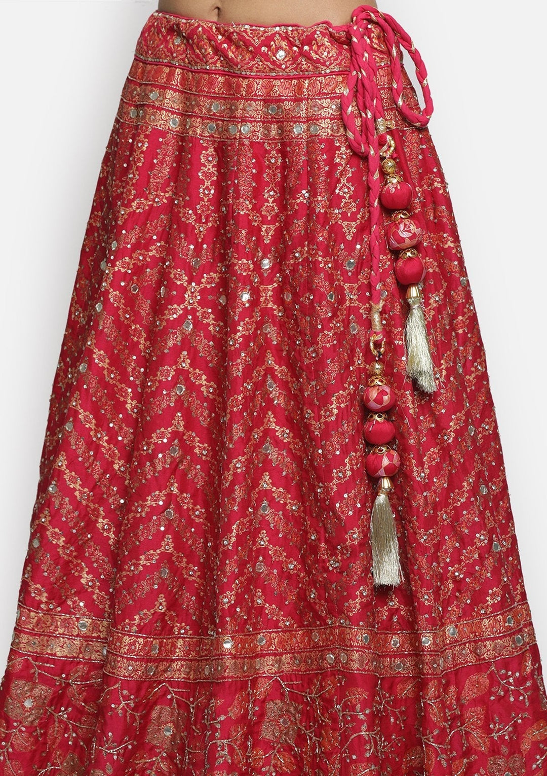 Rani Pink Cutdana Art Silk Designer lehenga - koskii