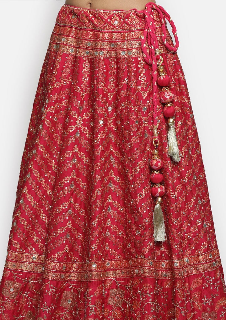 Rani Pink Cutdana Art Silk Designer lehenga - koskii