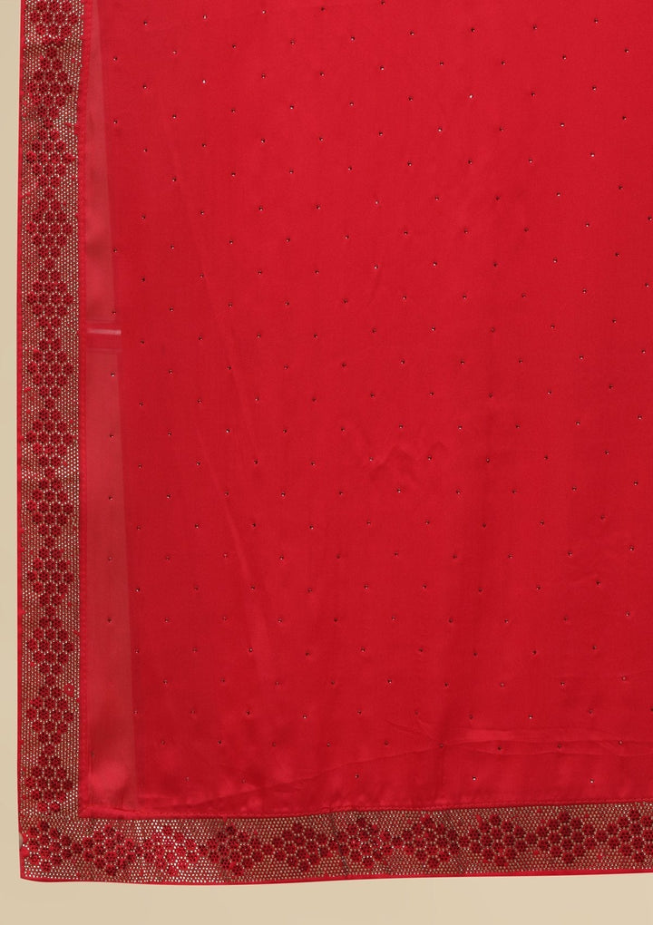 Rani Pink Swarovski  Satin Designer Saree - koskii