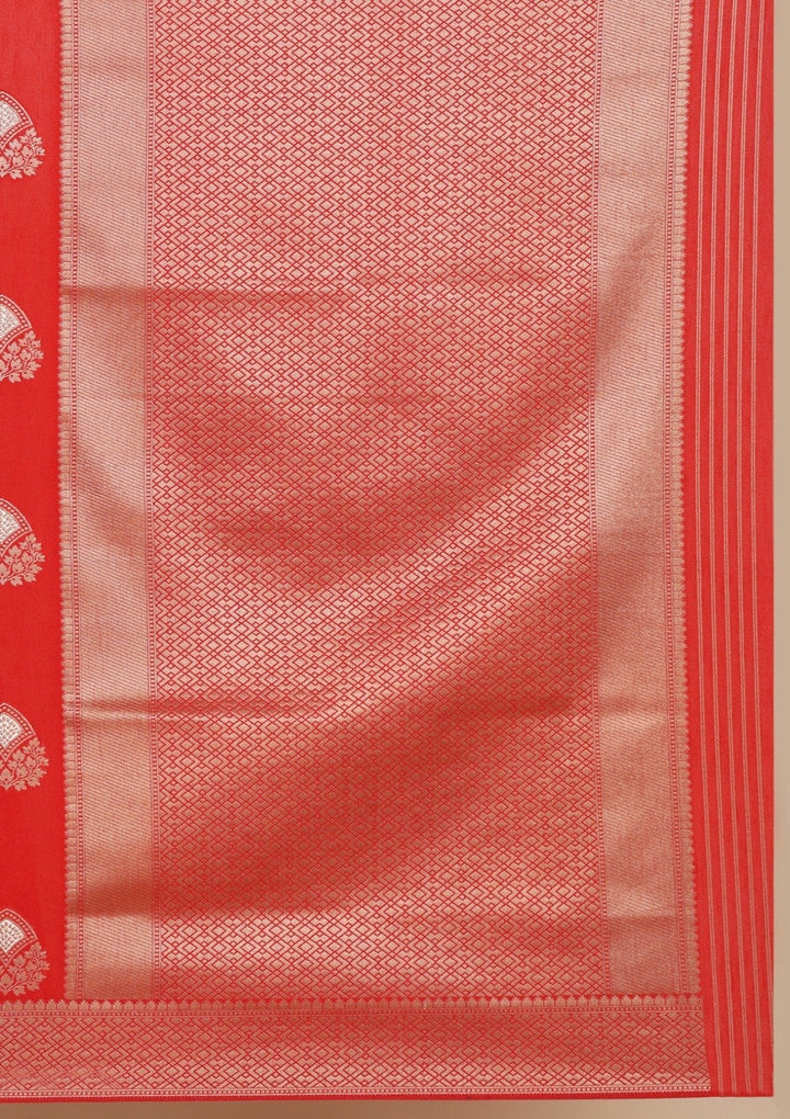 Red Zariwork Raw Silk Designer Saree - koskii