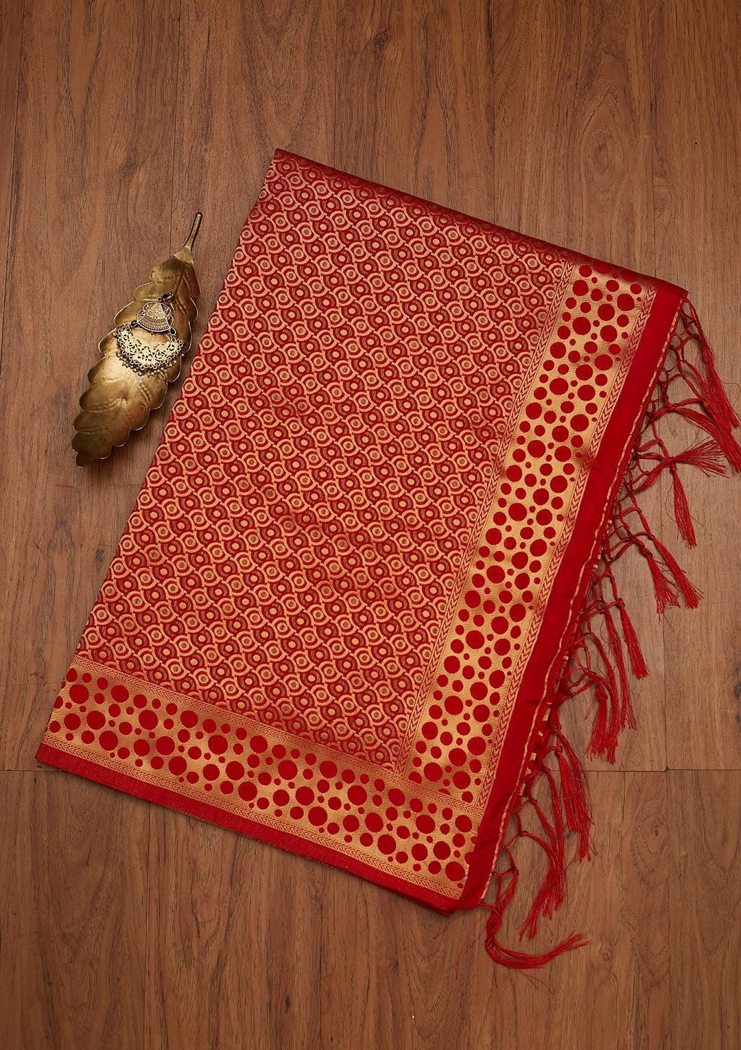 Red Zariwork Raw Silk Designer Saree - koskii