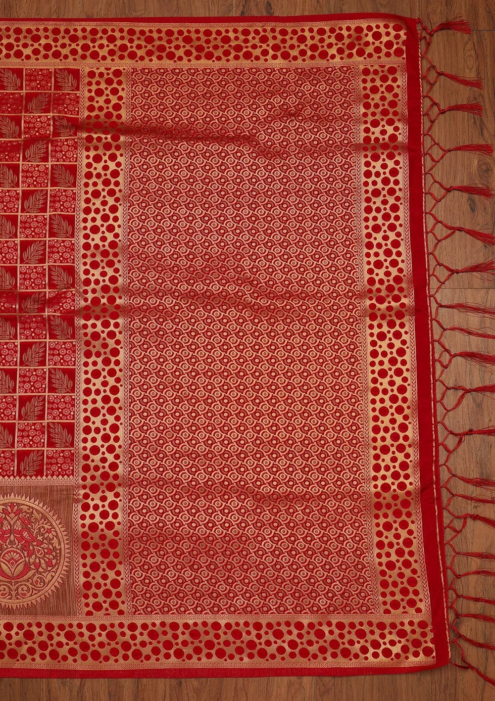 Red Zariwork Raw Silk Designer Saree - koskii