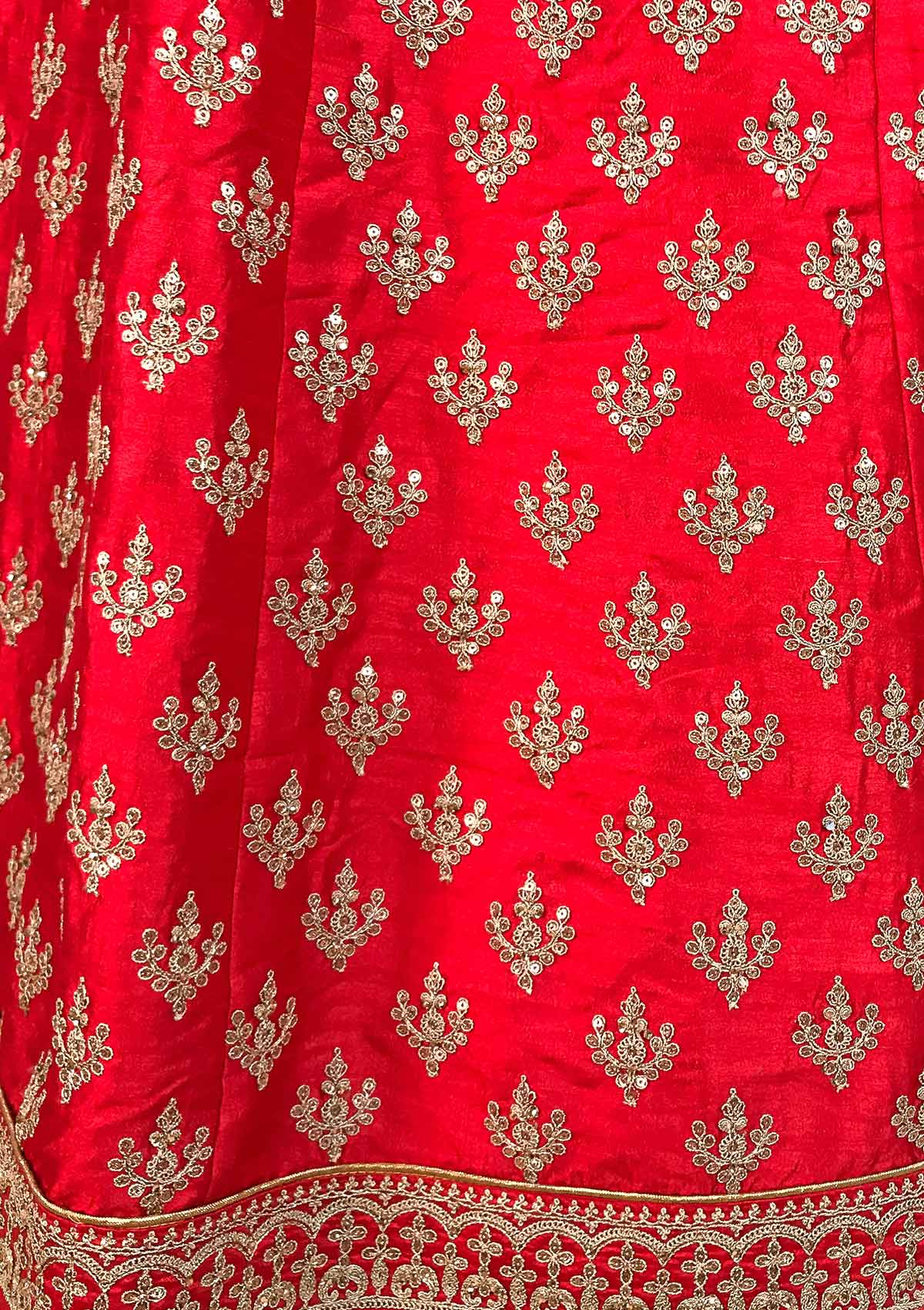 Red Zariwork Raw Silk Designer Gown - koskii
