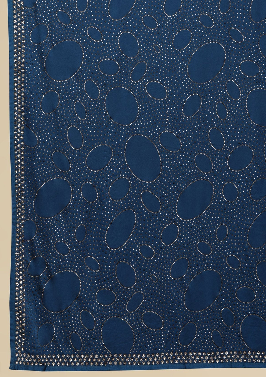 Royal Blue Swarovski  Satin Designer Saree - koskii