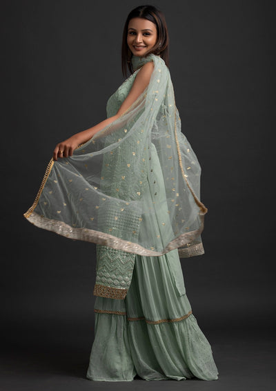 Sea Green Sequins Georgette Designer Salwar Suit - koskii