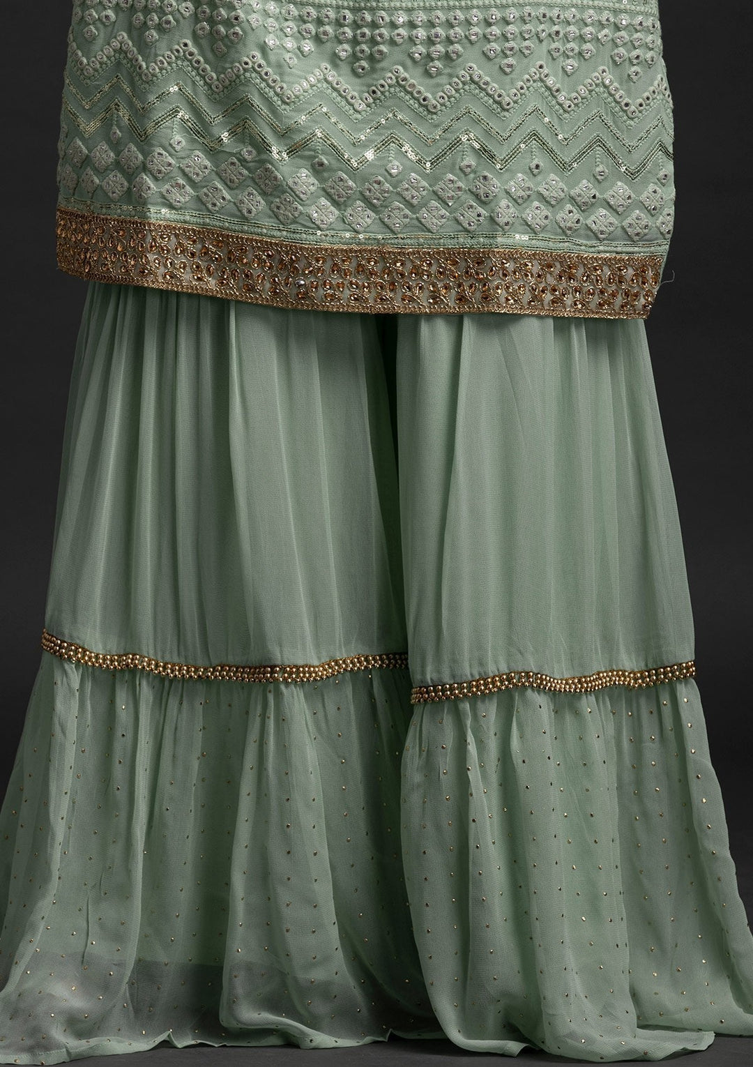Sea Green Sequins Georgette Designer Salwar Suit - koskii