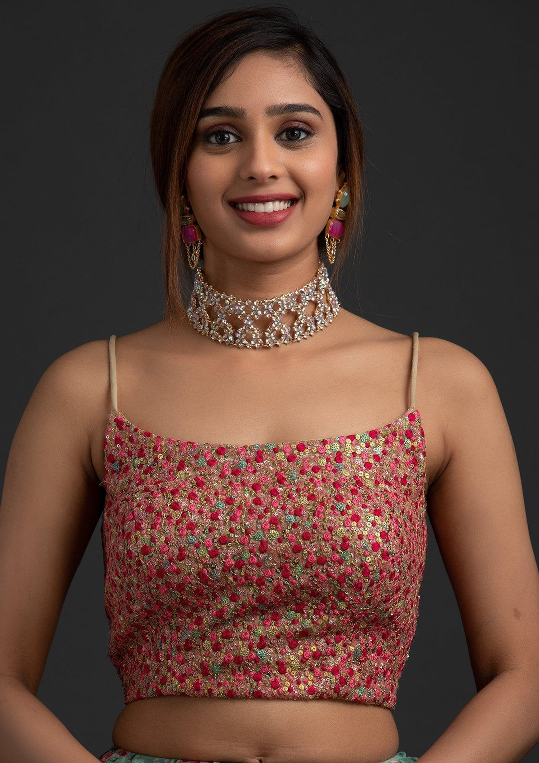 Sea Green Sequins Tissue Designer Lehenga - koskii