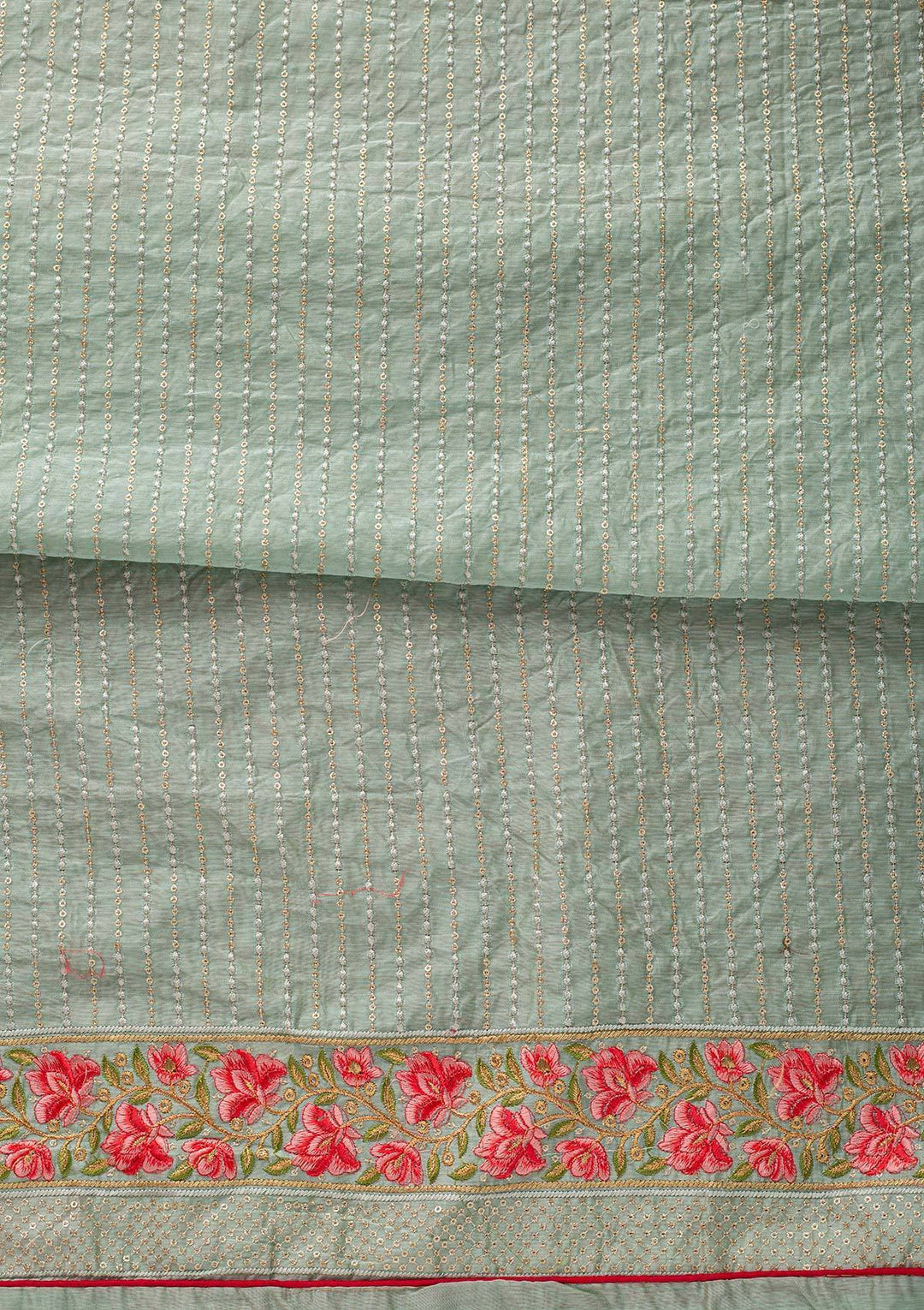 Sea Green Threadwork Georgette Designer Unstitched Salwar Suit - koskii