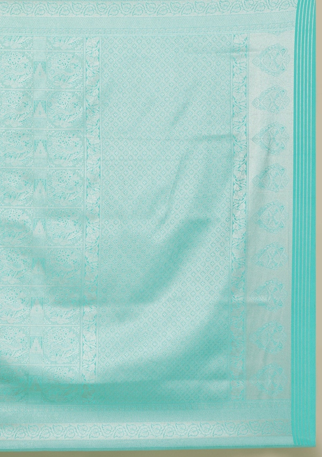 Sea Green Zariwork Art Silk Designer Saree - koskii