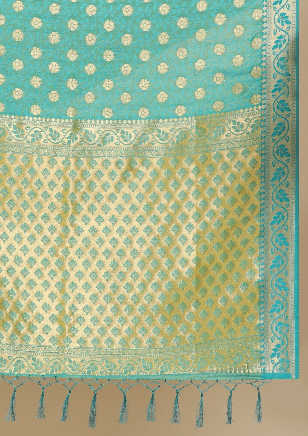 Sea Green Zariwork Art Silk Designer Saree - koskii