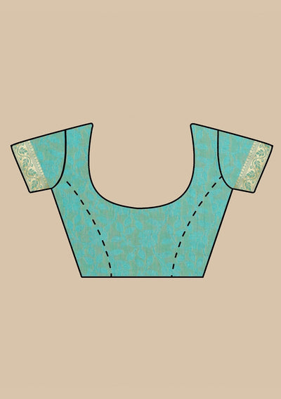 Sea Green Zariwork Art Silk Designer Saree - koskii