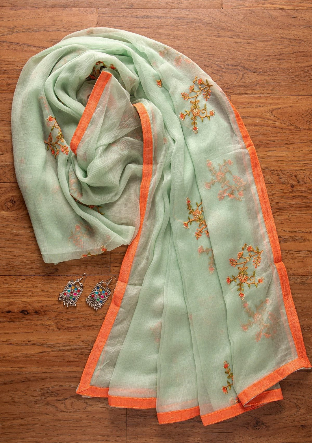 Sea Green Zariwork Georgette Designer Unstitched Salwar Suit - koskii
