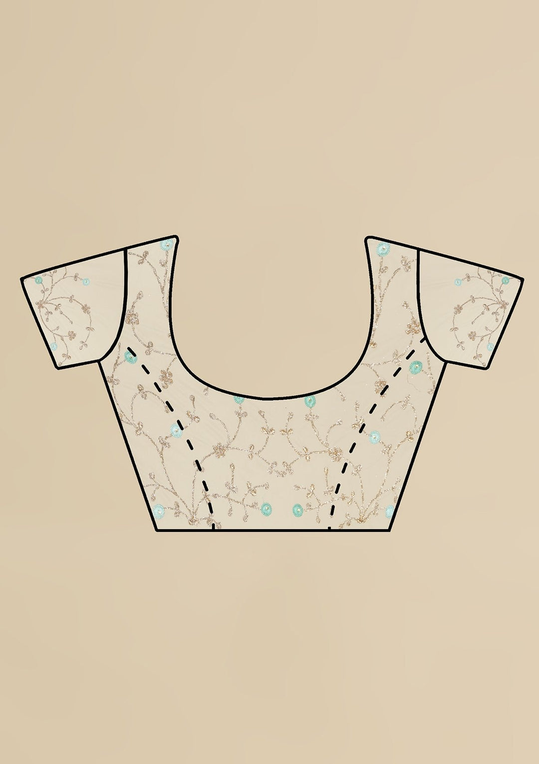 Sea Green Pearlwork  Net Designer Saree - koskii