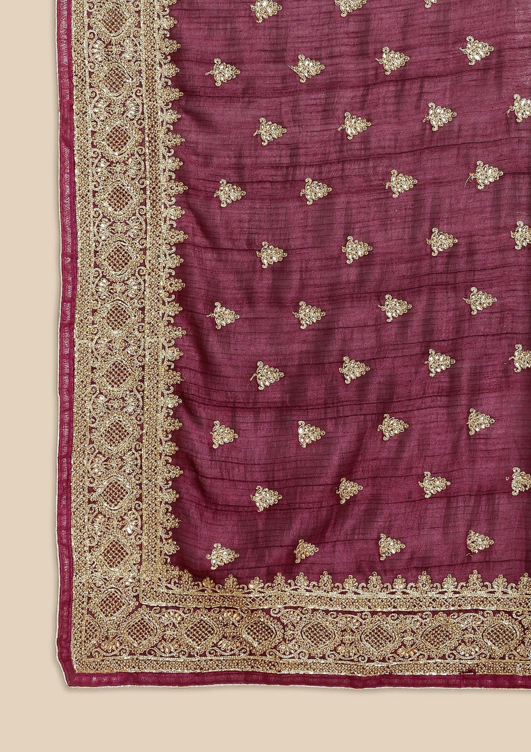 Wine Stonework Art Silk Designer Saree - koskii