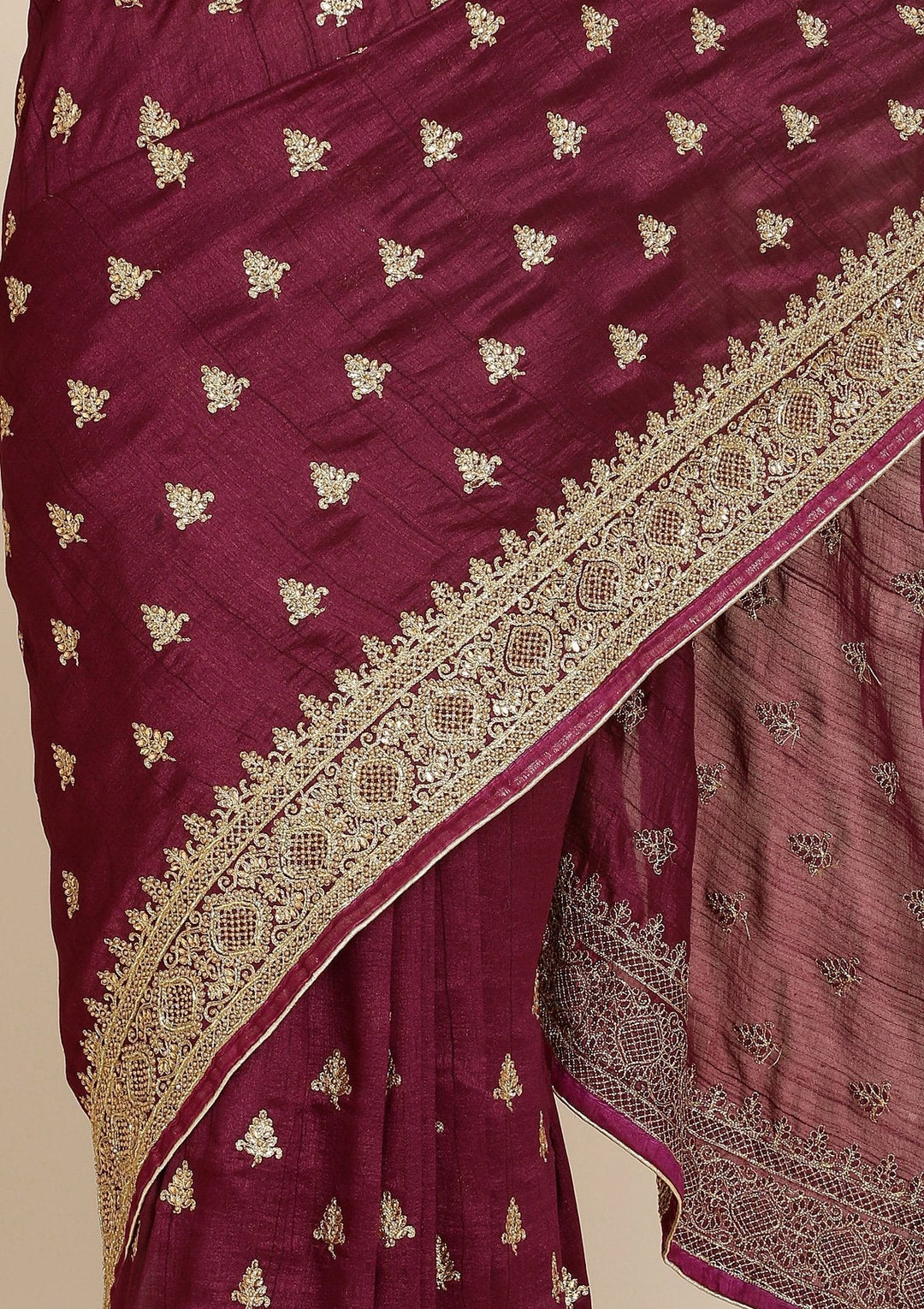 Wine Stonework Art Silk Designer Saree - koskii