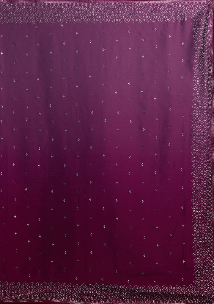 Wine Swarovski  Satin Designer Saree - Koskii