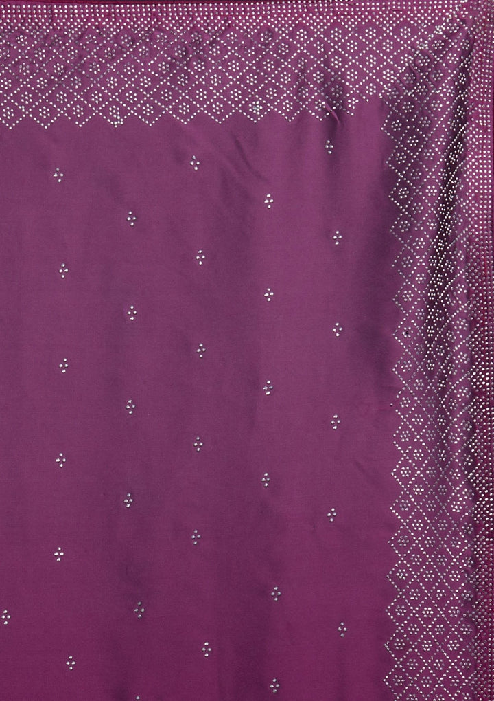 Wine Swarovski  Satin Designer Saree - Koskii