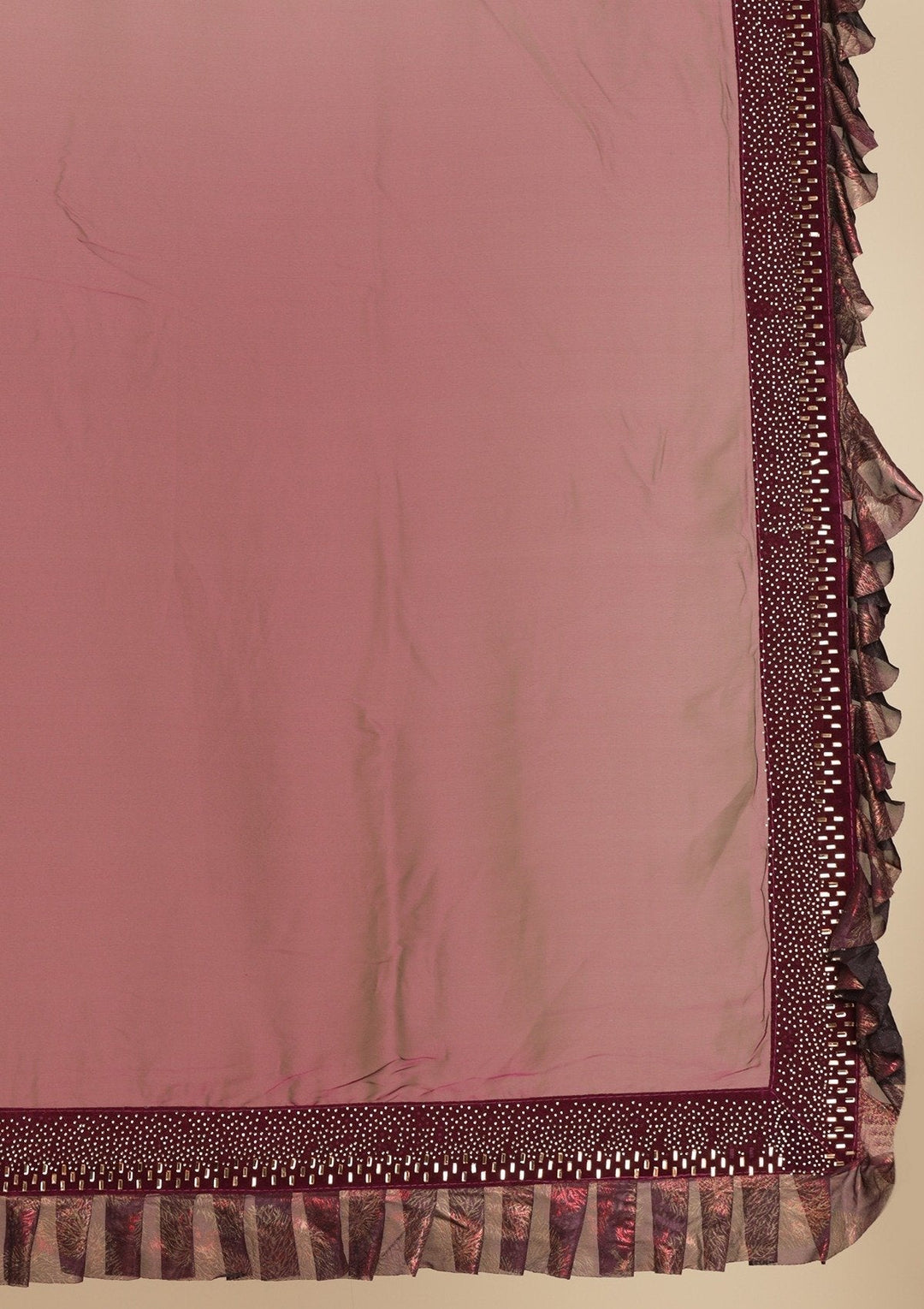 Wine Swarovski Semi Crepe Designer Saree - koskii