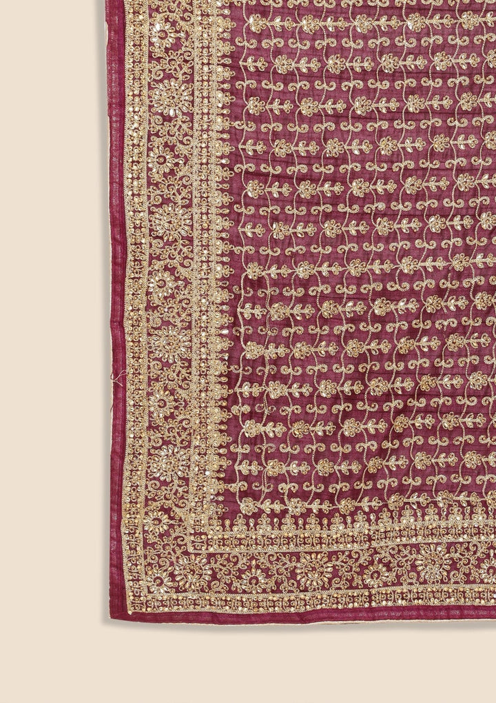 Wine Zariwork Art Silk Designer Saree - koskii