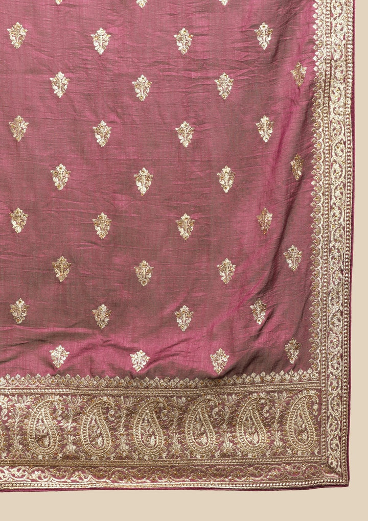 Wine Zariwork  Art Silk Designer Saree - koskii