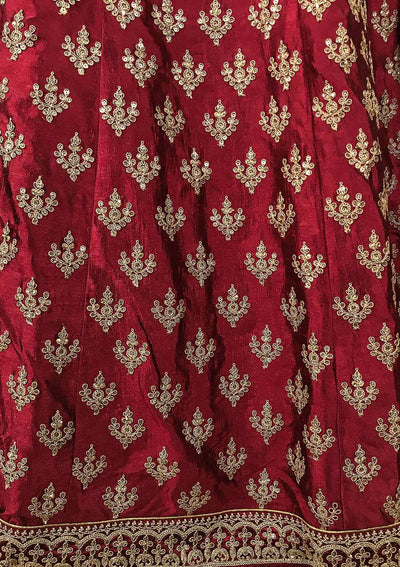 Wine Zariwork Raw Silk Designer Gown - koskii