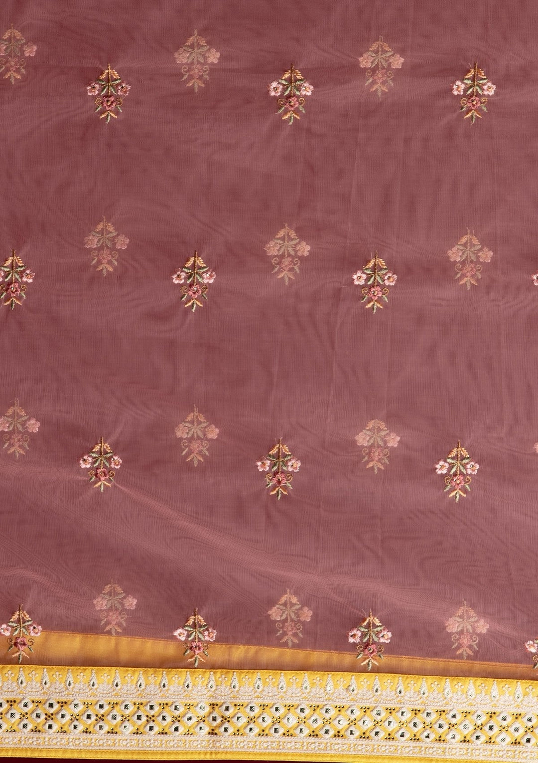 Yellow Threadwork Raw Silk Designer Lehenga - koskii