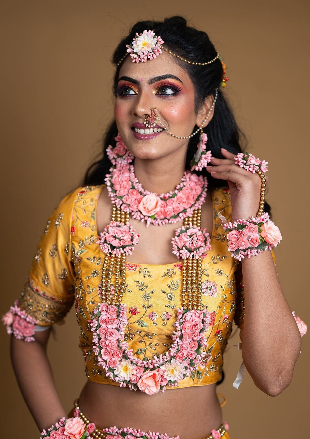 Yellow Threadwork Raw Silk Designer lehenga - koskii