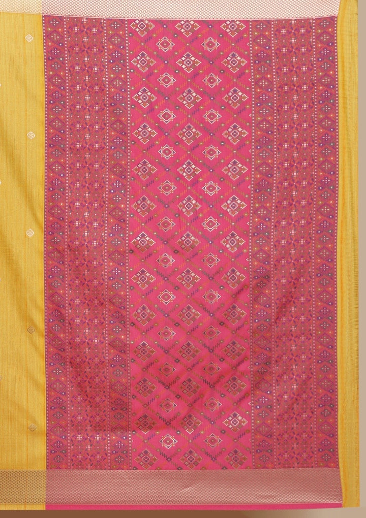 Yellow Zariwork Raw Silk Designer Saree - koskii