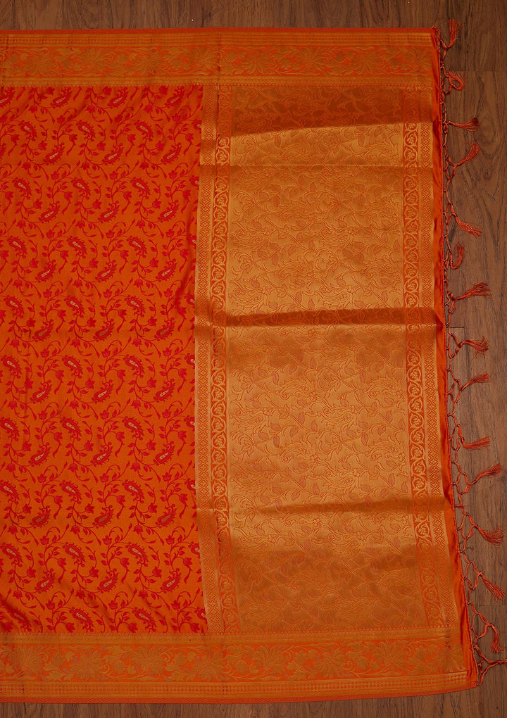 Yellow Zariwork Satin Designer Saree - koskii