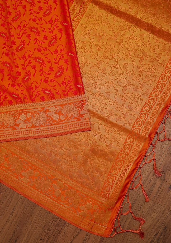 Yellow Zariwork Satin Designer Saree - koskii