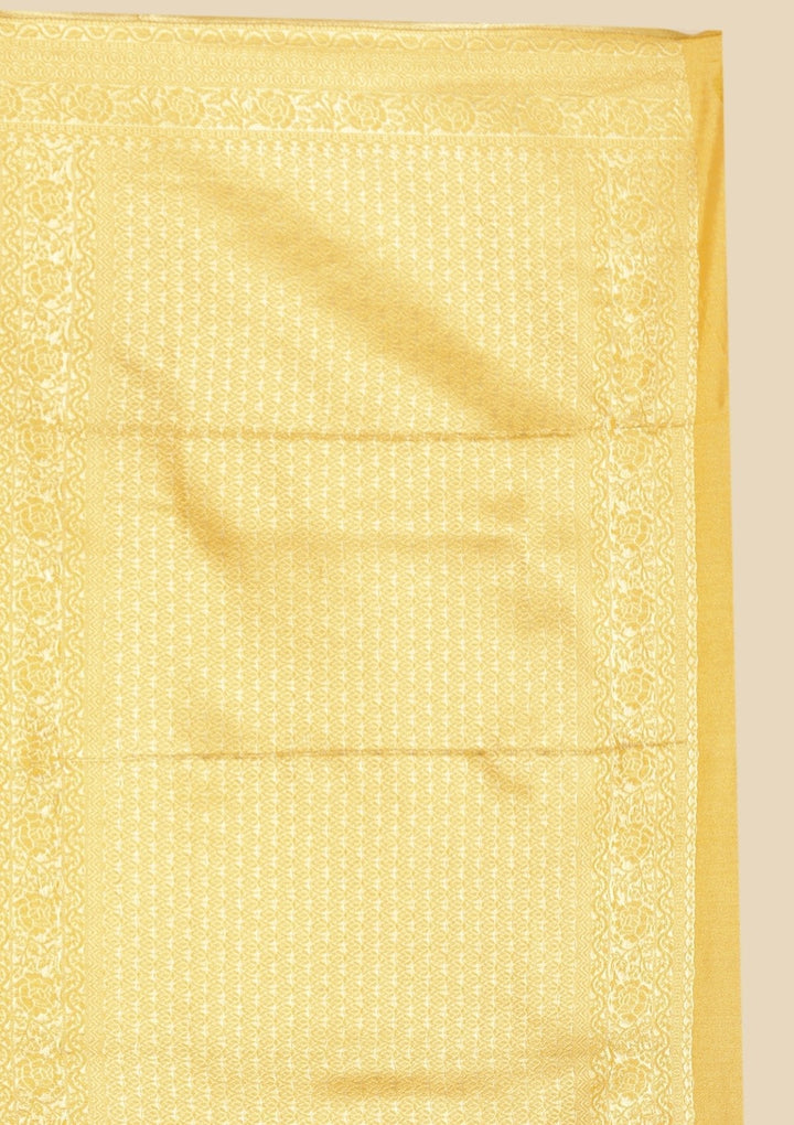 Yellow Zariwork Tissue Designer Saree - koskii